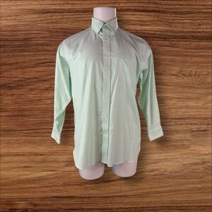 Lands End Oxford Shirt Mens 16-32 Traditional Fit Striped Supima Green (695)
